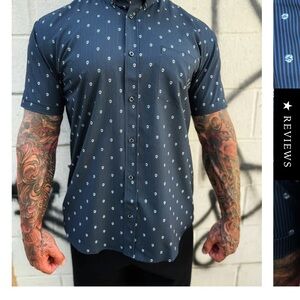 The Drive Clothing Essentials Snitches Get Stitches Blue Pin Stripe Button Up